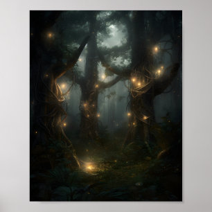 Poster Forêt Mystique Remplie D'Arbres Tournants