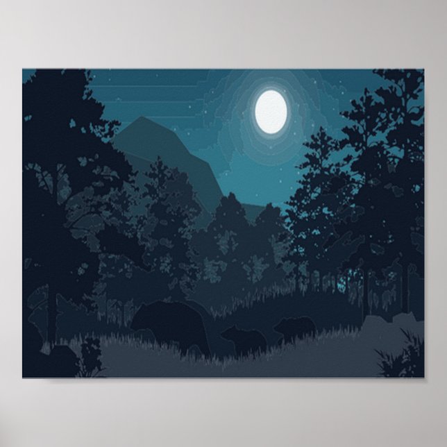 Poster Forêt nocturne (Devant)