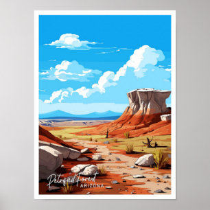 Poster Forêt pétrifiée Arizona Art Travel illustration