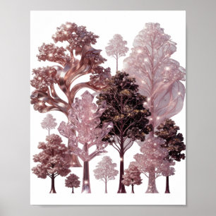 Poster Forêt Rose Argentée Attrayante