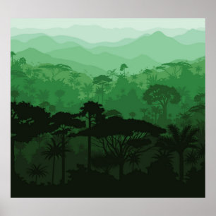 Poster Forêt tropicale : arrière - plan vintage de la jun