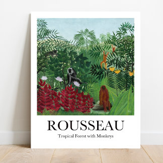 Poster Forêt tropicale avec singes par Henri Rousseau