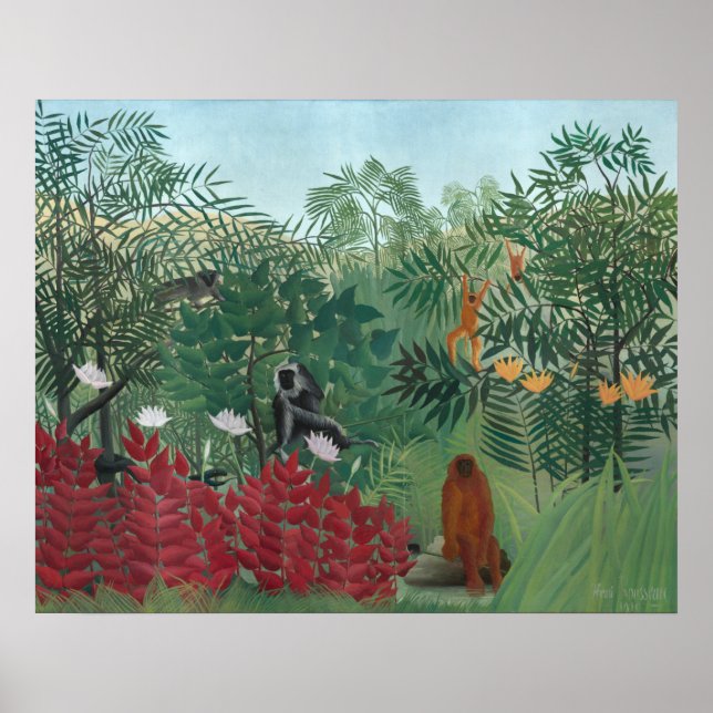 Poster Forêt tropicale - Henri Rousseau Art (Devant)