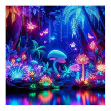 Forêt tropicale néonée enchantée bioluminescente