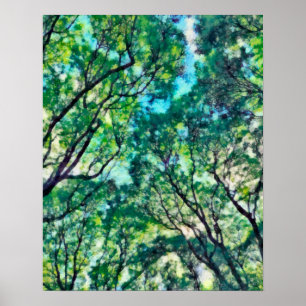 Poster Forêt verte Watercolor
