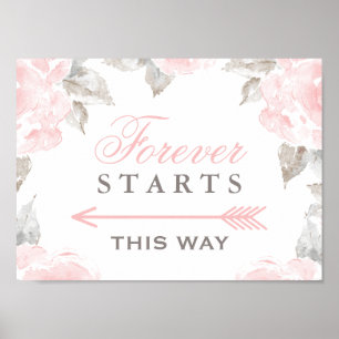 Poster Forever commence ainsi rose Rose d'aquarelle
