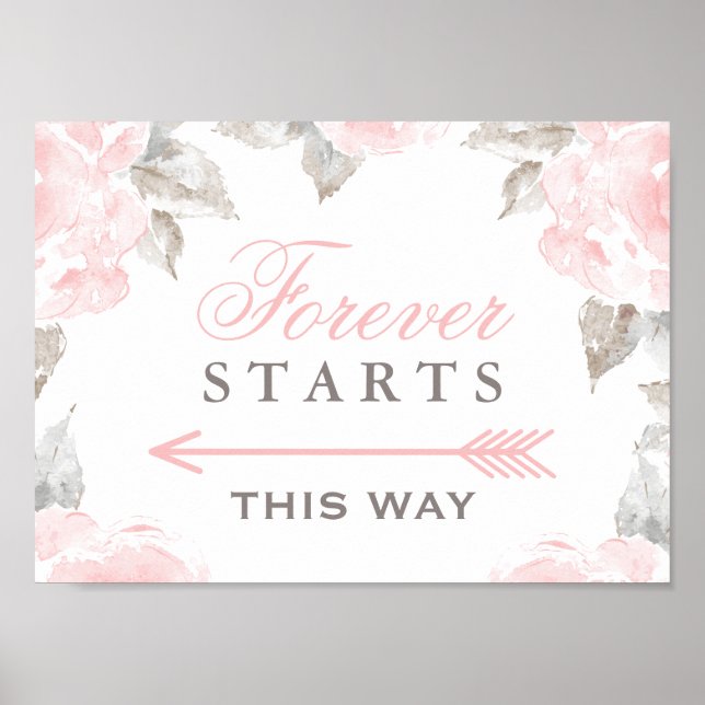Poster Forever commence ainsi rose Rose d'aquarelle (Devant)