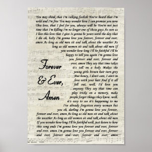 Poster Forever & Ever Amen Song Lyric Vintage Script
