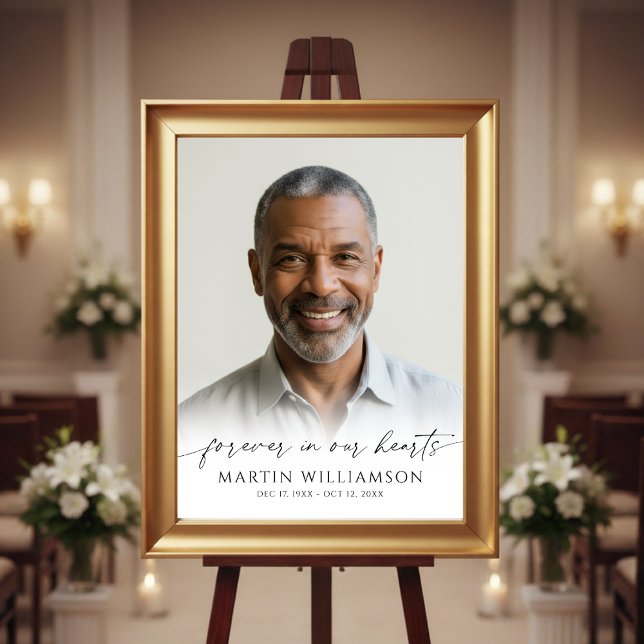 Poster Forever In Our Hearts Photo Modern Script Memorial (Créateur téléchargé)