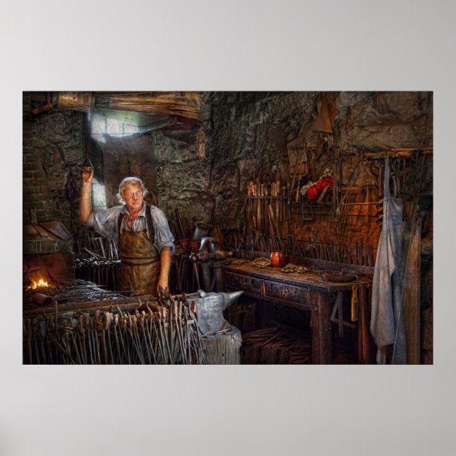 Poster Forgeron - Travailler la forge (Devant)