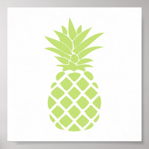 Poster Forme de Ananas Décoratif Vert Citron