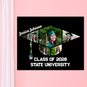Poster Forme de capuchon de graduation noire moderne Coll