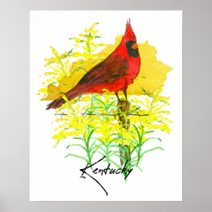 Poster Forme de l'État du Kentucky Cardinal Goldenrod