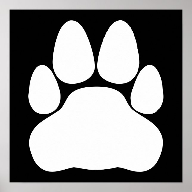 Poster Forme d'empreinte de patte de chat blanc (Devant)