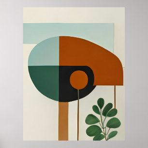 Poster Forme d'oiseau minimaliste Abstrait