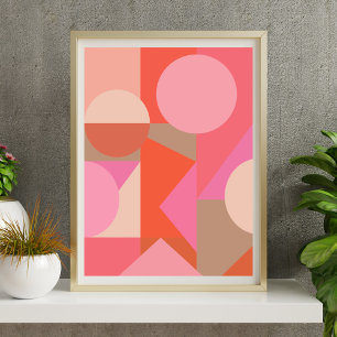 Poster Forme géométrique de couleur mignon rose orangé