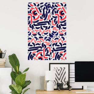 Poster Formes acryliques bleues et oranges artistiques