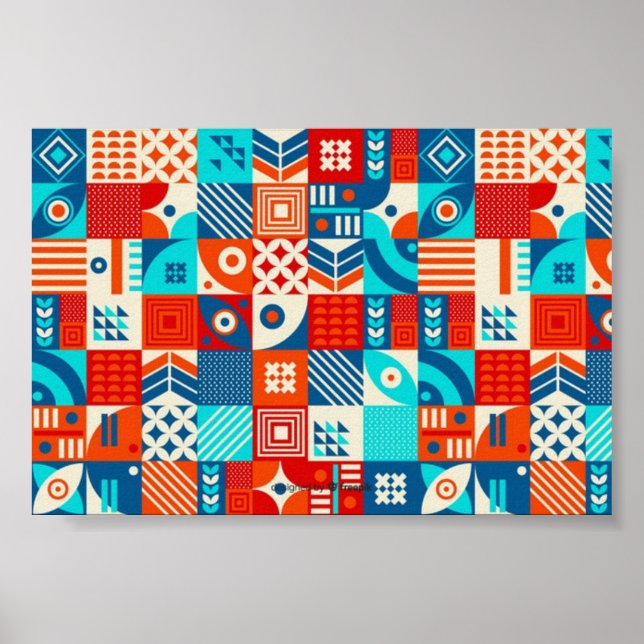 Poster Formes artistiques Abstraites géométriques amusant (Devant)