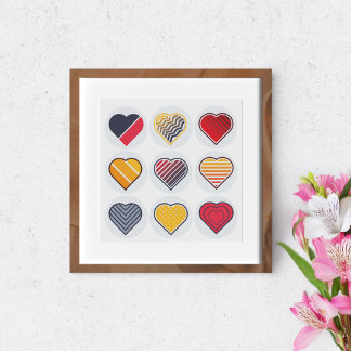 Poster Formes de coeur colorées.