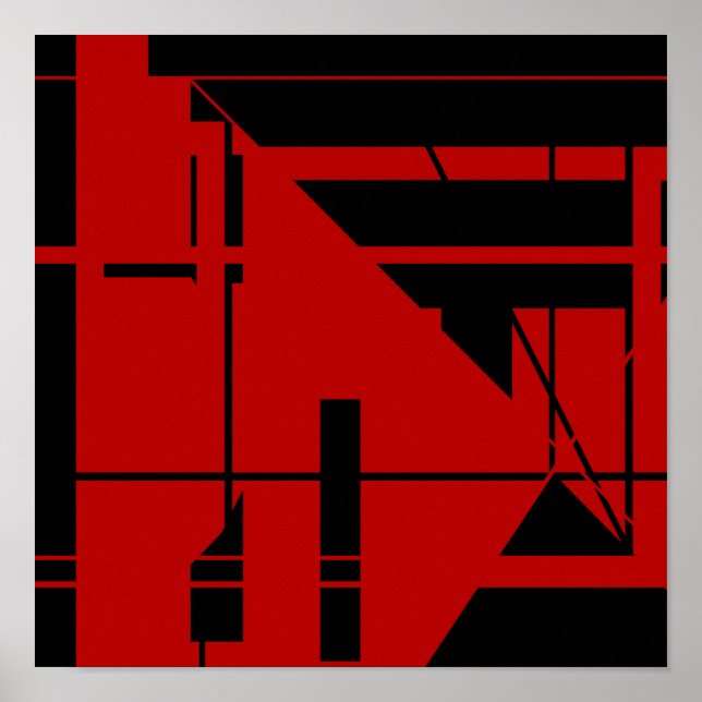 Poster Formes de lignes noires sur l'Abstrait géométrique (Devant)