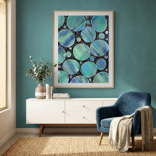 Poster Formes géométriques bleues abstraites modernes aqu