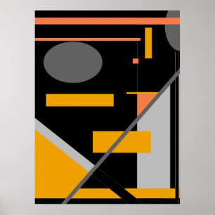 Poster Formes géométriques grises et orange sur Motif noi