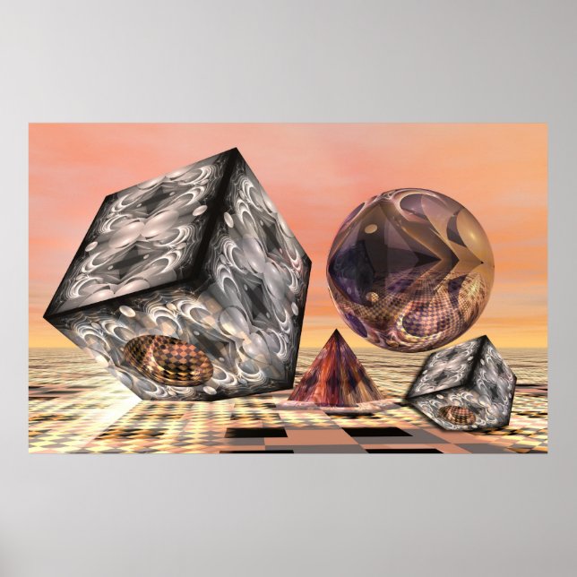 Poster Formes géométriques rebondissantes (Devant)
