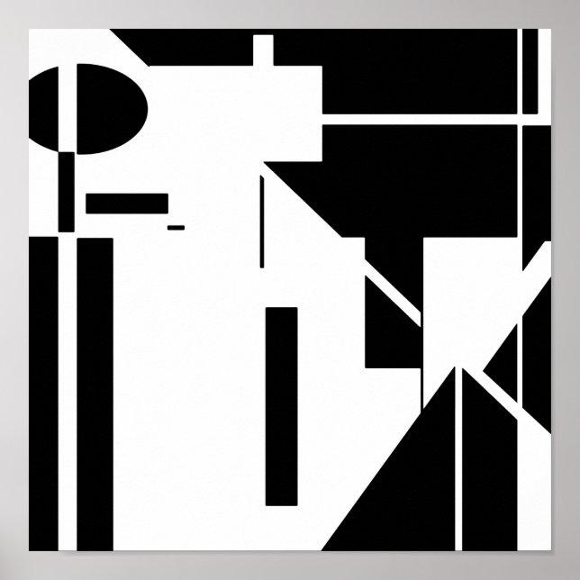 Poster Formes noires sur MCM blanc look Art Abstrait (Devant)