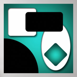 Poster Formes Turquoises modernes Abstraites et riches AP