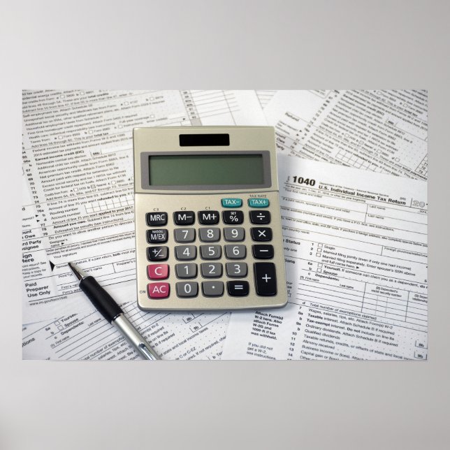 Poster Formulaires fiscaux IRS avec calculateur (Devant)