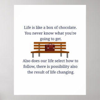 Poster Forrest Gump cite la vie comme une boîte de chocol