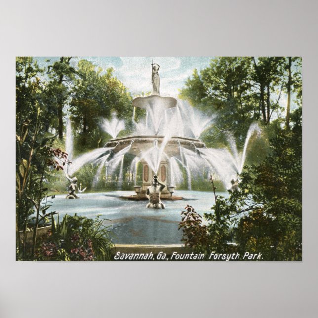 Poster Forsyth Park, Savannah 1906 Vintage (Devant)