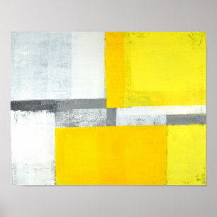 Poster "Fort" art abstrait gris et jaune