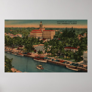 Poster Fort Lauderdale, FL - vue de nouvelles rivière et
