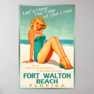 Poster Fort Walton Beach Floride Côte d'Émeraude Épinglé 