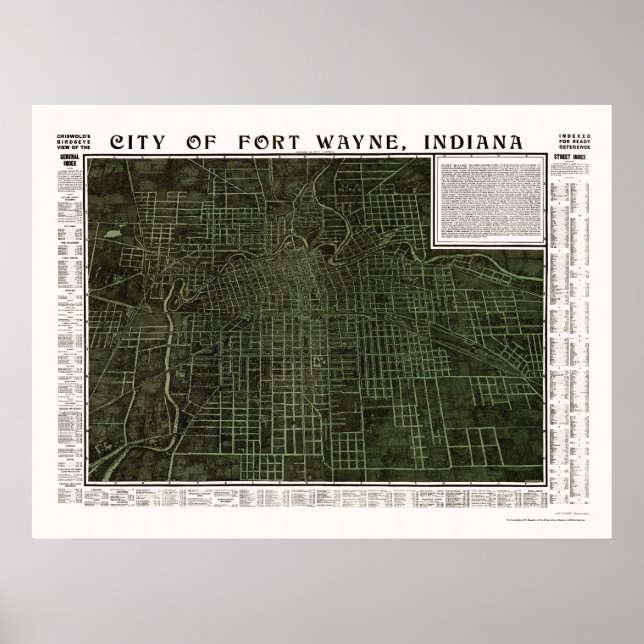 Poster Fort Wayne, IN Panoramic Map - 1907 (Devant)