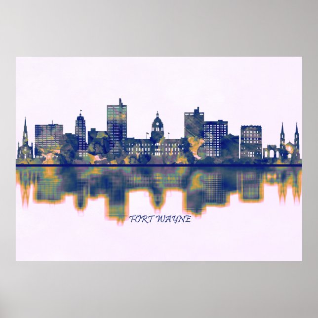Poster Fort Wayne Skyline (Devant)