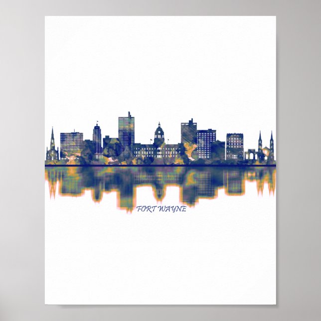 Poster Fort Wayne Skyline (Devant)