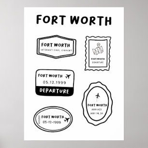 Poster Fort Worth - Collection de timbres de voyage Min