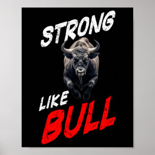 Poster Forte Comme Taureau Powerlifter Bodybuilding Gym