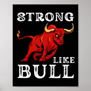 Poster Forte Comme Un Taureau Poids Powerlifter Bodybuild