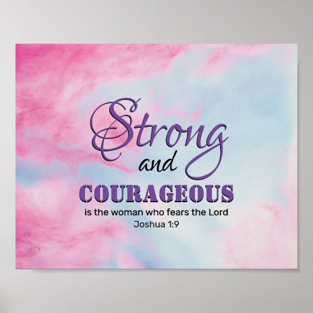 Poster FORTE FEMME COURAGEUSE Inspirationnelle chrétienne (Devant)