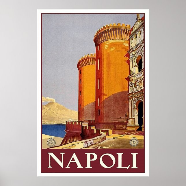 Poster Forteresse de Naples, Italie, médiévale, voyage vi (Devant)