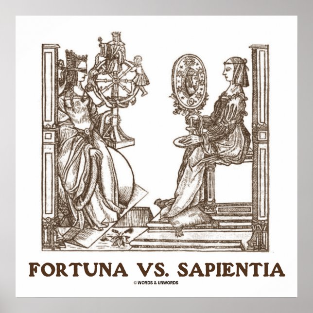 Poster Fortuna vs Sapientia (16e siècle Bois graving) (Devant)