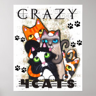 Poster Fou pour la copie d'art de chats