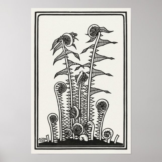 Poster Fougères par Julie de Graag Art Nouveau (Devant)