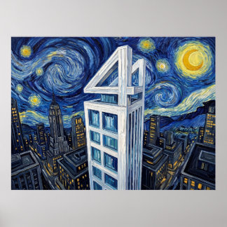 Poster Four Freedoms Plaza Starry Night Comic Book Landsc