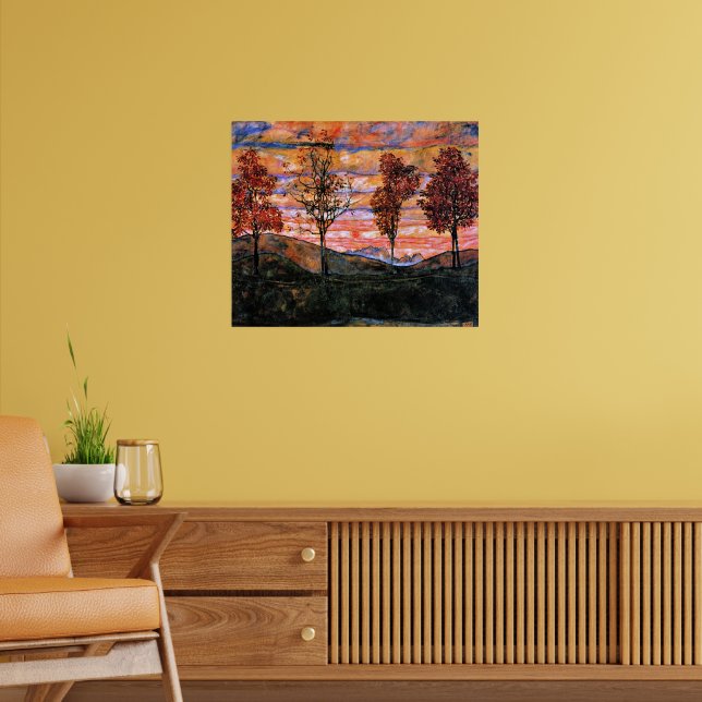 Poster Four Trees, art d'Egon Schiele, (Salon 2)