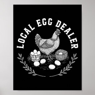 Poster Fournisseur d'oeufs local Œuf de poule rétro Drôle