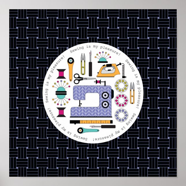 Poster Fournitures et outils de couture modernes Motif (Devant)